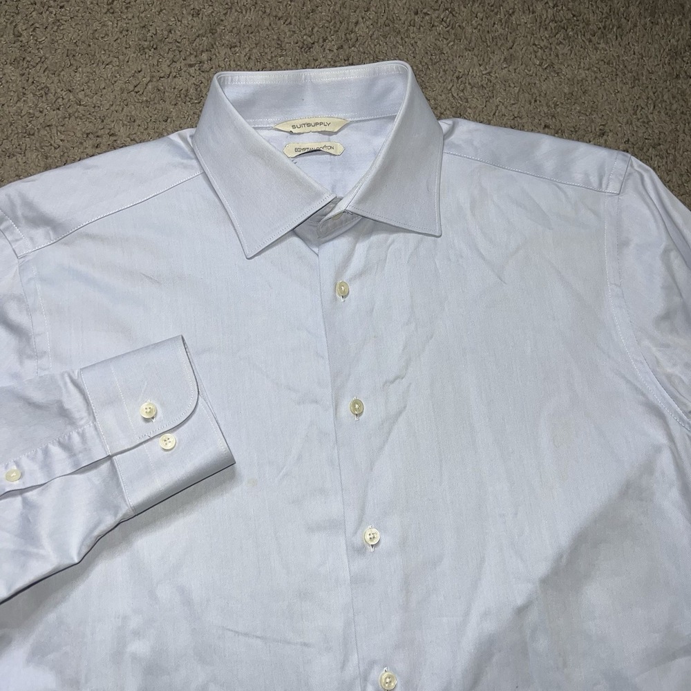 SUITSUPPLY Try On Slim Fit Formal Shirt Men's 16-41 Button Fly Blue